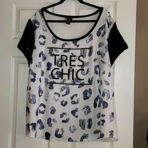 TORRID Animal Print Top with Sequins Sleeves EXCELLENT CONDITION